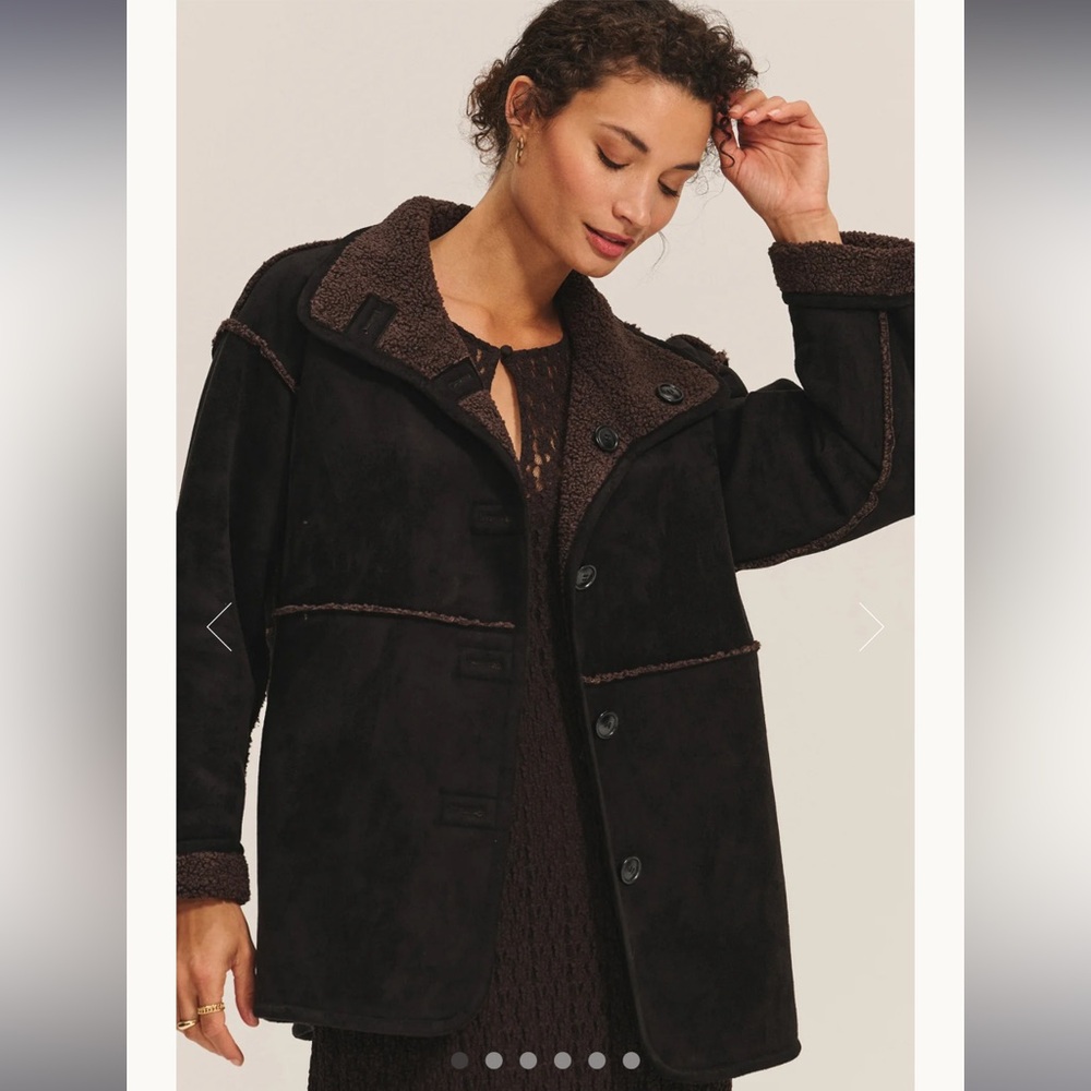 Velvet Graham & Spencer Women's Black Shearling Coat Jacket NWT